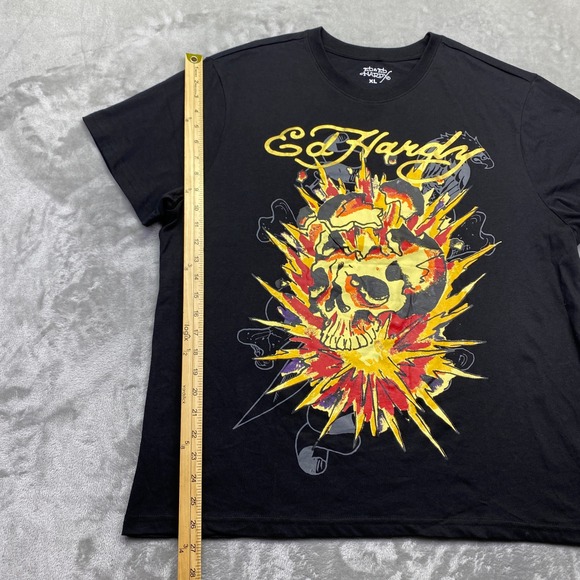 Ed Hardy Mens Skull Explosion Graphic T-Shirt Black XL EHMR1100-28 NWT - Picture 2 of 8